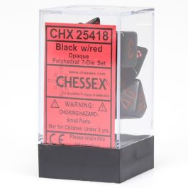 CHX25418 Chessex Manufacturing Opaque: Poly Set Black/Red (7)