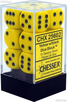 Opaque: 16mm D6 Yellow/Black (12)