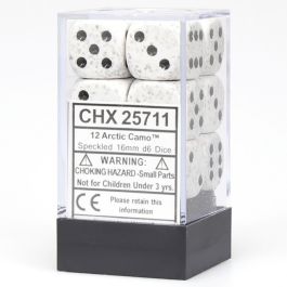 CHX25711 Chessex Manufacturing Speckled: 16mm Pip D6 Arctic (12)