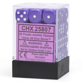 CHX25807 Chessex Manufacturing Opaque: 12mm D6 Purple/White