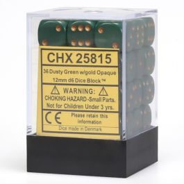 CHX25815 Chessex Manufacturing Opaque: 12mm D6 Dusty Green/Copper (36)