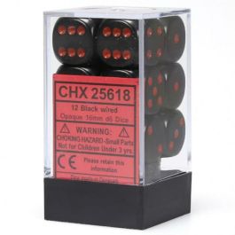 Opaque: 12mm D6 Black/Red (36)