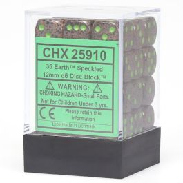 CHX25910 Chessex Manufacturing Earth Elemental 12mm D6 Dice Block (36)