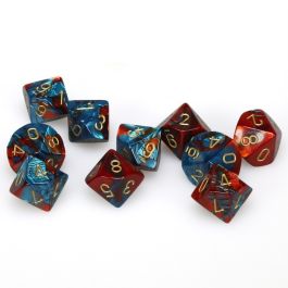 Gemini 7: Poly D10 Red/Teal/Gold (10)