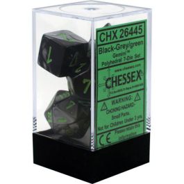 CHX26445 Chessex Manufacturing Gemini 5: Poly Black Grey/Green (7)