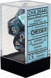 CHX26446 Chessex Manufacturing Gemini 5: Poly Black Shell/White (7)