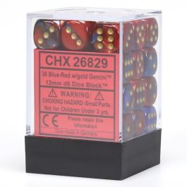 CHX26829 Chessex Manufacturing Gemini 2: 12mm D6 Blue Red/Gold (36)