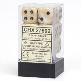 CHX27602 Chessex Manufacturing Dm4 Marble 16mm D6 Ivory/Black (12)