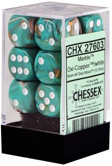 Dice Menagerie 10: 16mm D6 Marble Oxi Copper (12)