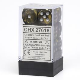 CHX27618 Chessex Manufacturing Dm4 Leaf 16mm D6 Black/Gold/Silver (12)