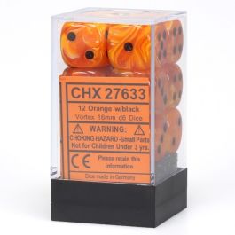 CHX27633 Chessex Manufacturing Vortex: 16mm D6 Orange/Black (12)