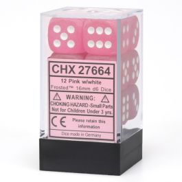 CHX27664 Chessex Manufacturing Frosted: 16mm D6 Pink/White Block (12)
