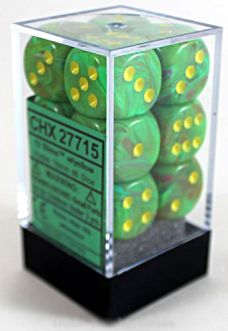 CHX27715 Chessex Manufacturing Dm9: Vortex 16mm D6 Slime Yellow (12)