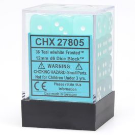 CHX27805 Chessex Manufacturing Frosted: 12mm D6 Teal/White Block (36)