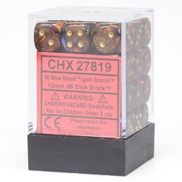 CHX27819 Chessex Manufacturing Dm5 Scarab 12mm D6 Blue/Blood/Gold (36)