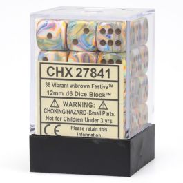 CHX27841 Chessex Manufacturing Dm8 12mm D6 Festive Vibrant/Brown (36)