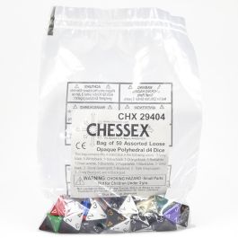 CHX29404 Chessex Manufacturing Opaque: D4 Poly Assorted Bag of Dice (50)