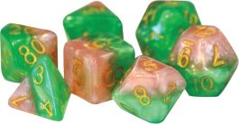 GKG512 Gate Keeper Games Halfsies Dice - Rose (7 Polyhedral Dice Set)