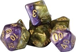 GKG550 Gate Keeper Games Halfsies Dice - Queen`s Dice (7 Polyhedral Dice Set)