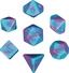 Mini Polyhedral Dice Set: Purple/Teal with Blue Numbers