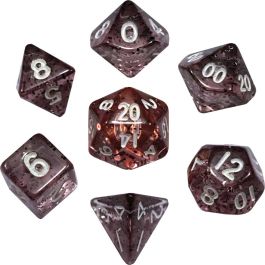 Mini Polyhedral Dice Set: Ethereal Black with White Numbers
