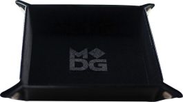 Velvet Folding Dice Tray with Leather Backing: 10`x10` Black