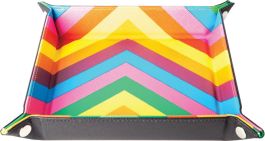 Velvet Folding Dice Tray with Leather Backing: 10`x10` Rainbow