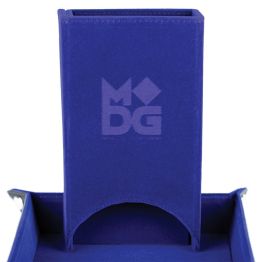 Fold Up Velvet Dice Tower: Blue