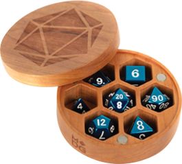 Premium Wood Round Dice Case: Cherry