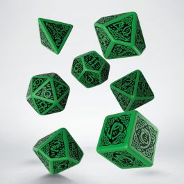 QWSSCER15 Q-Workshop Celtic Dice Set 3D Green/Black Revised (7)