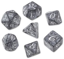 QWSSCLE78 Q-Workshop Classic RPG Dice Set Smoky/White (7)