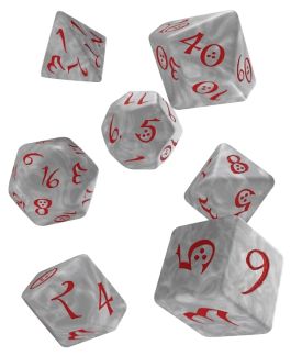 QWSSCLE86 Q-Workshop Classic RPG Dice Set Pearl/Red (7)