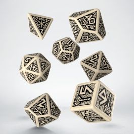 QWSSDWA18 Q-Workshop Dwarven Dice Set Beige/Black (7)