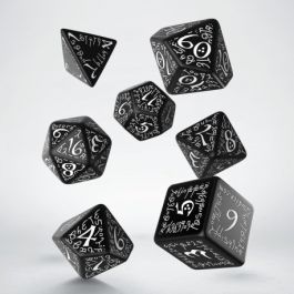 QWSSELV05 Q-Workshop Elvish Dice Set Black/White (7)