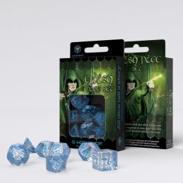 QWSSELV11 Q-Workshop Elvish Dice Set Transparent/Blue (7)