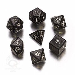 QWSSELV19 Q-Workshop Elvish Dice Set Black/GlowNDark (7)