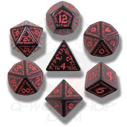 QWSSRUN06 Q-Workshop Runic Dice Set Black/Red (7)