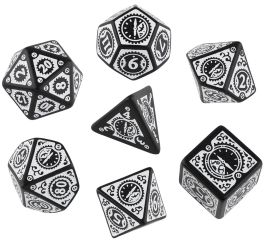 QWSSSTC05 Q-Workshop Steampunk Clockwork Dice Set Black/White (7)