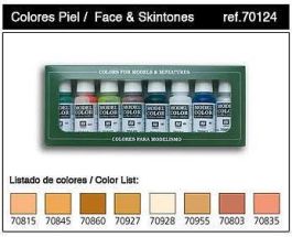VAL70124 Vallejo Model Color Set: Face and Skin Tones (8)