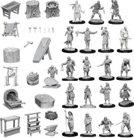 WizKids Deep Cuts Unpainted Miniatures: Townspeople & Accessories