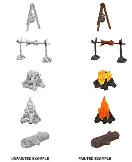 WizKids Deep Cuts Unpainted Miniatures: W10 Camp Fire & Sitting Log