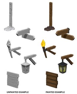 WizKids Deep Cuts Unpainted Miniatures: W10 Signs & Lights