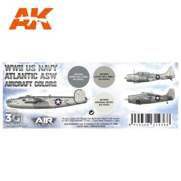 AK Interactive 3G Air - WWII US Navy ASW Aircraft Colors Set (3)