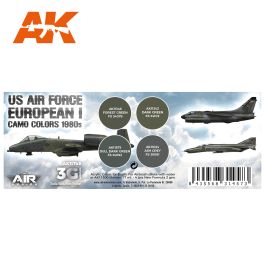 AK Interactive 3G Air - US Air Force European I Camo Colors 1980s Set (4)
