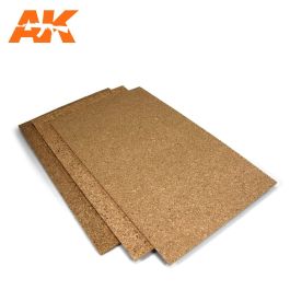 AK Interactive Cork Sheets - Fine Grained - 200 X 300 X 3mm (2 Sheets)