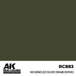AK Interactive Real Colors No.9/No.22 Olive Drab (WWII) 17 ml.