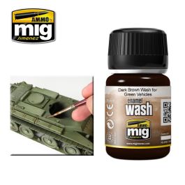 Ammo Mig Dark Brown Enamel Wash for Green Vehicles