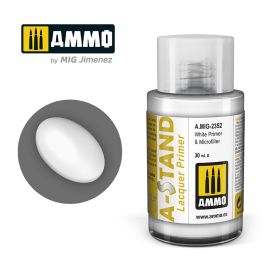 Ammo Mig A-Stand Lacquer Paint 30ml - White Primer & Microfille (6 Pack)