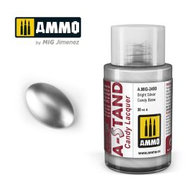 Ammo Mig A-Stand Lacquer Paint 30ml - Bright Silver Candy Base (6 Pack)