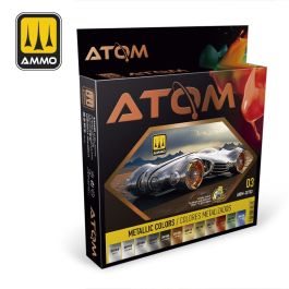Ammo Mig Atom Paint Sets Metallic Colors (12 paints per set)
